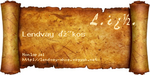 Lendvay Ákos névjegykártya